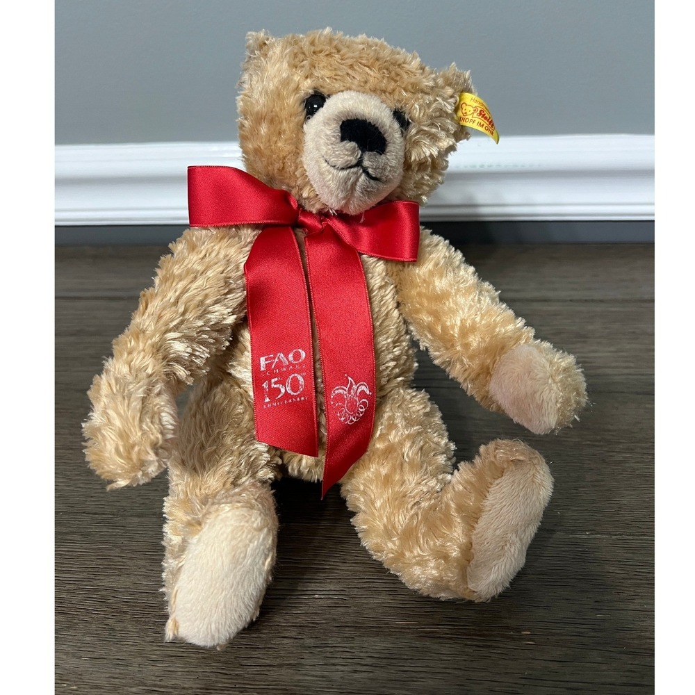 Steiff FAO Schwarz 150th Anniversary Plush Teddy Bear Stuffed Animal Toy Beige
